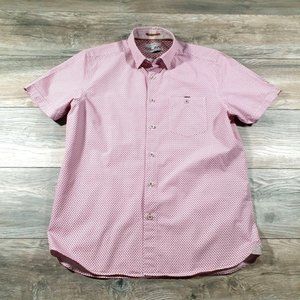 Ted Baker London Mens Tailored Fit Size 4 Large Short Sleeve Shirt Designer